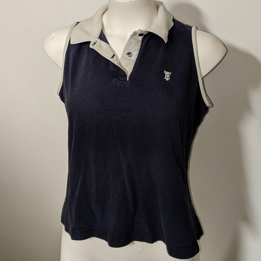 Thomas Burberry Logo Golf Polo Tank Vintage Authentic